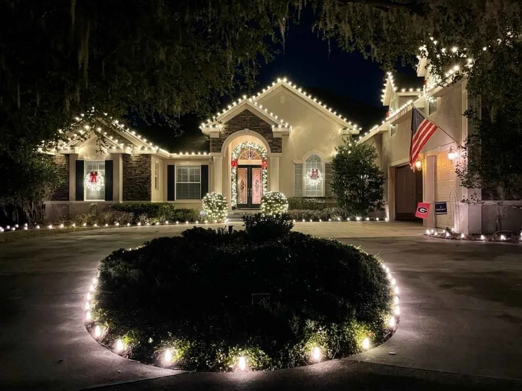 Professional property illuminated after the lighting installation